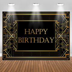 Lofaris Elegant Gold Geometric Lines Birthday Backdrop For Men