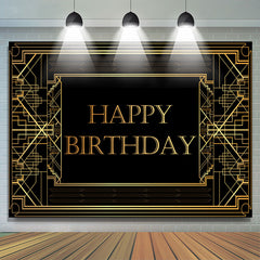 Lofaris Elegant Gold Geometric Lines Birthday Backdrop For Men