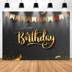 Lofaris Elegant Gold Ribbons Black Birthday Backdrop For Men