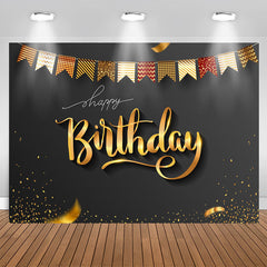 Lofaris Elegant Gold Ribbons Black Birthday Backdrop For Men