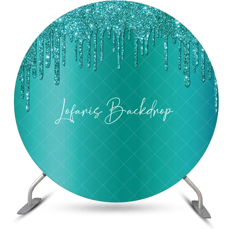 Lofaris Elegant Green Solid Color Glitters Round Backdrop