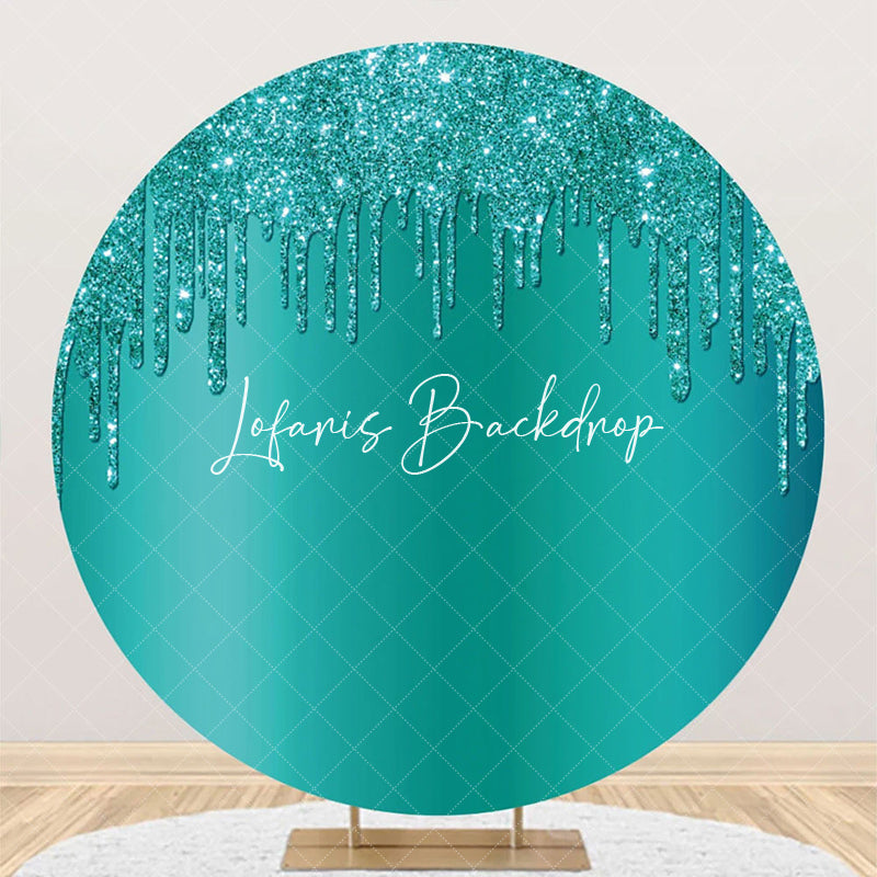 Lofaris Elegant Green Solid Color Glitters Round Backdrop