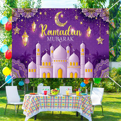 Lofaris Elegant Mandala Moon Palace Purple Ramadan Backdrop