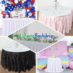 Lofaris Elegant Pleated Satin Table Skirt For Event Decors