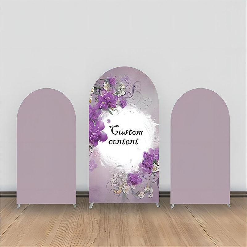 Lofaris Elegant Purple Folral White Leaf Arch Backdrop Kit