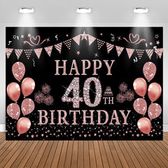 Lofaris Elegant Rose Gold Sparkling 40th Birthday Backdrop