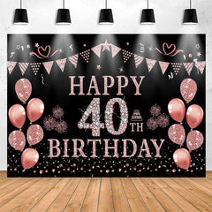 Lofaris Elegant Rose Gold Sparkling 40th Birthday Backdrop
