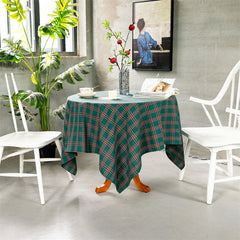 Lofaris Elegant Turquoise Checkered Gingham Round Tablecloth