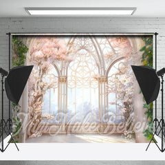 Lofaris Elegant Window Pink Floral Wedding Photo Backdrop