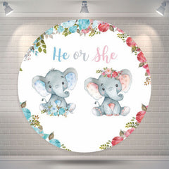 Lofaris Elephant He Or She Gender Reveal Round Backdrop