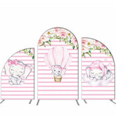Lofaris Elephant Pink Stripe Floral Arch Backdrop Kit For Party