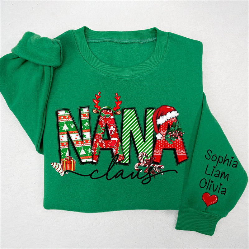 Lofaris Elk Cherry Nana Claus Custom Christmas Sweatshirt