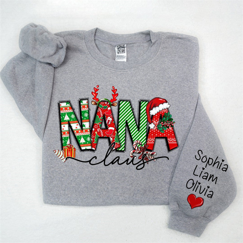 Lofaris Elk Cherry Nana Claus Custom Christmas Sweatshirt