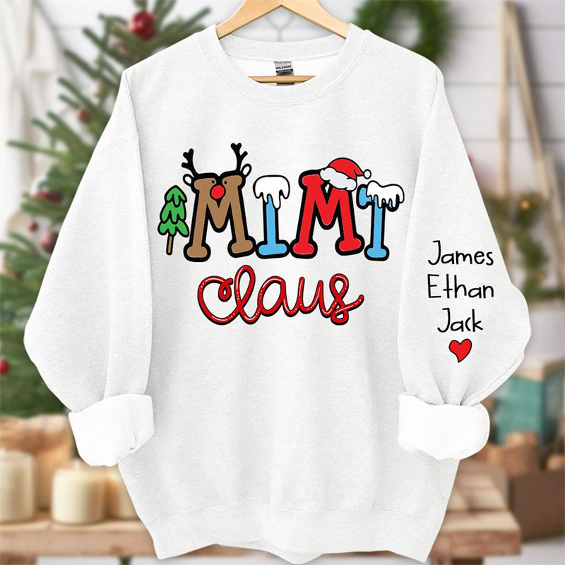 Lofaris Elk Snow Cedar Claus Custom Kids Christmas Sweatshirt
