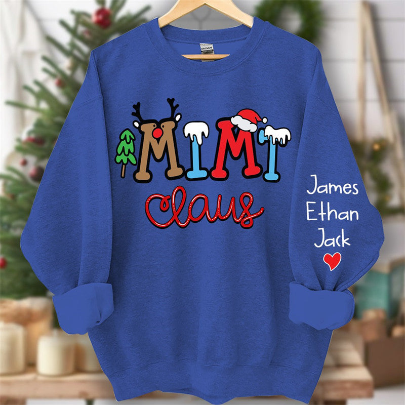 Lofaris Elk Snow Cedar Claus Custom Kids Christmas Sweatshirt