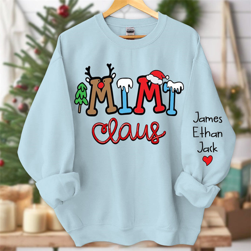 Lofaris Elk Snow Cedar Claus Custom Kids Christmas Sweatshirt