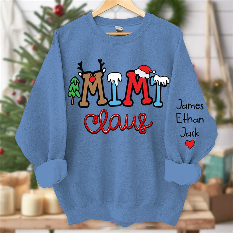 Lofaris Elk Snow Cedar Claus Custom Kids Christmas Sweatshirt