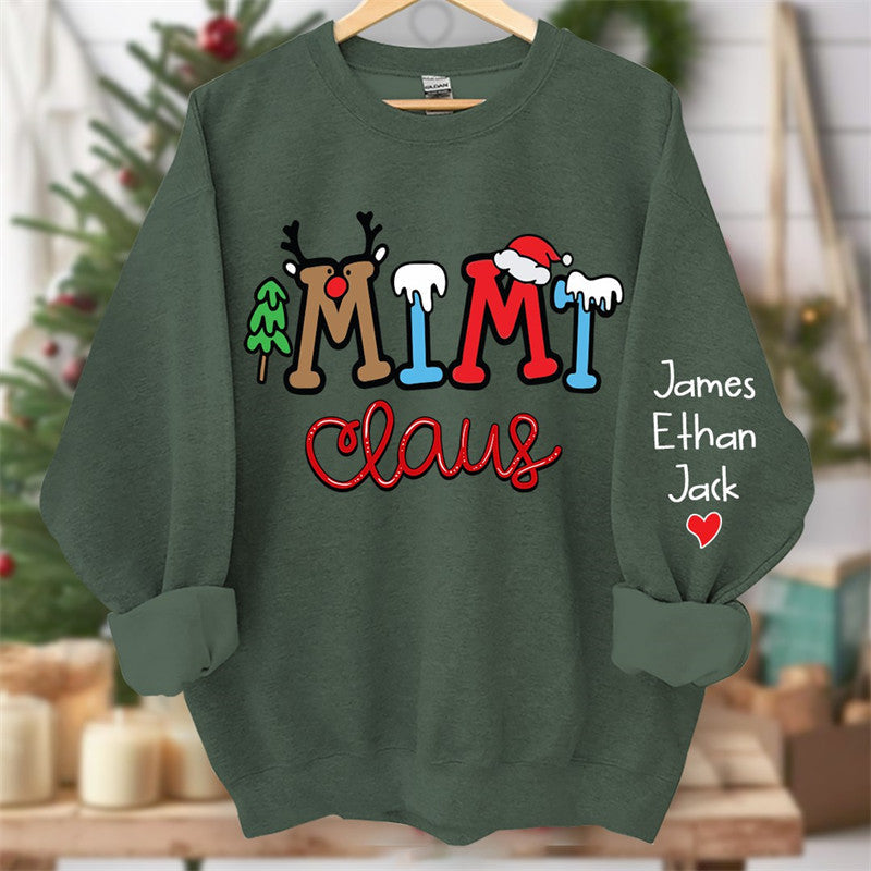 Lofaris Elk Snow Cedar Claus Custom Kids Christmas Sweatshirt
