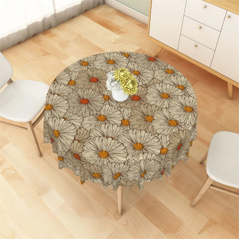 Lofaris Embossed Daisy Effect Lovely Round Tablecloth