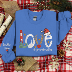 Lofaris Embroidered Christmas Love Custom Gradma Sweatshirt