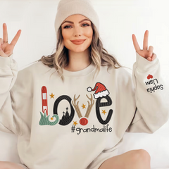 Lofaris Embroidered Christmas Love Custom Gradma Sweatshirt
