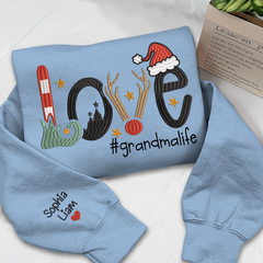 Lofaris Embroidered Christmas Love Custom Gradma Sweatshirt