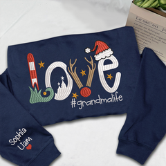 Lofaris Embroidered Christmas Love Custom Gradma Sweatshirt