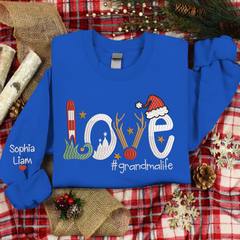 Lofaris Embroidered Christmas Love Custom Gradma Sweatshirt