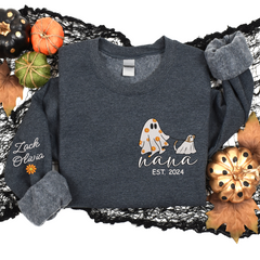 Lofaris Embroidered Comfort Ghost Dog Halloween Sweatshirt