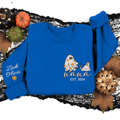 Lofaris Embroidered Comfort Ghost Dog Halloween Sweatshirt