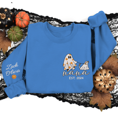 Lofaris Embroidered Comfort Ghost Dog Halloween Sweatshirt