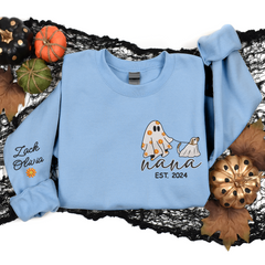 Lofaris Embroidered Comfort Ghost Dog Halloween Sweatshirt