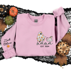 Lofaris Embroidered Comfort Ghost Dog Halloween Sweatshirt