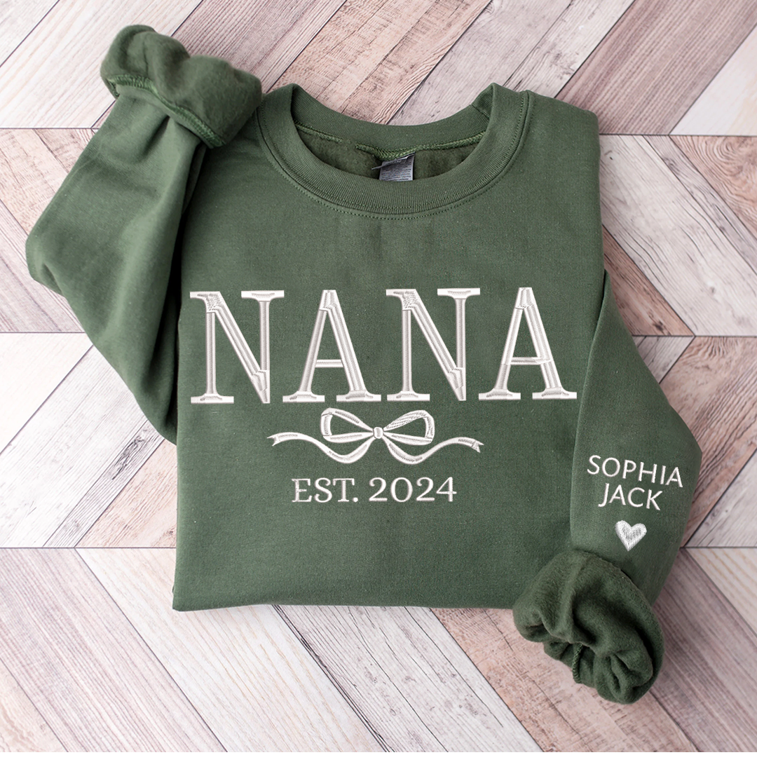 Lofaris Embroidered Custom Grandma Mama Est Sweatshirt