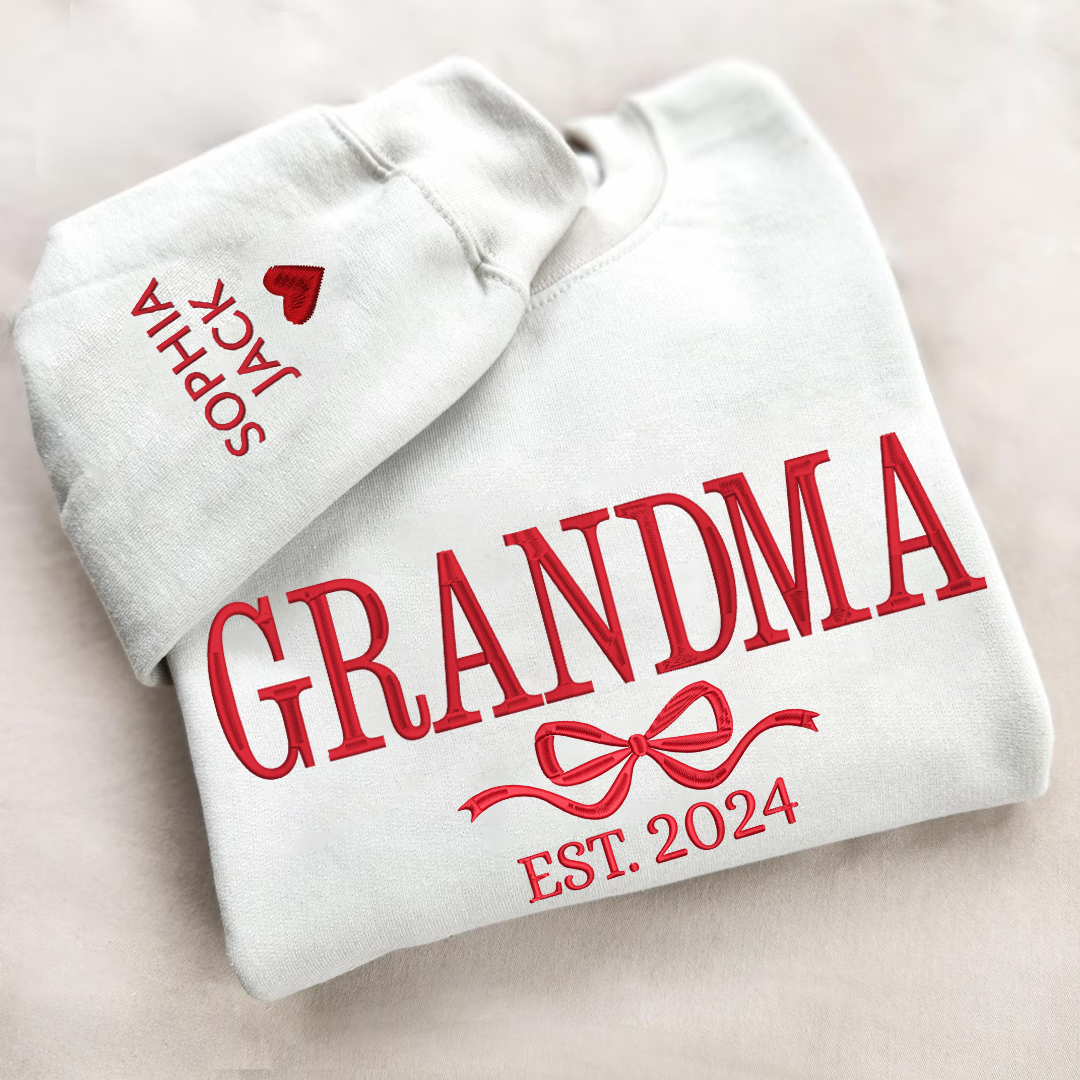 Lofaris Embroidered Custom Grandma Mama Est Sweatshirt