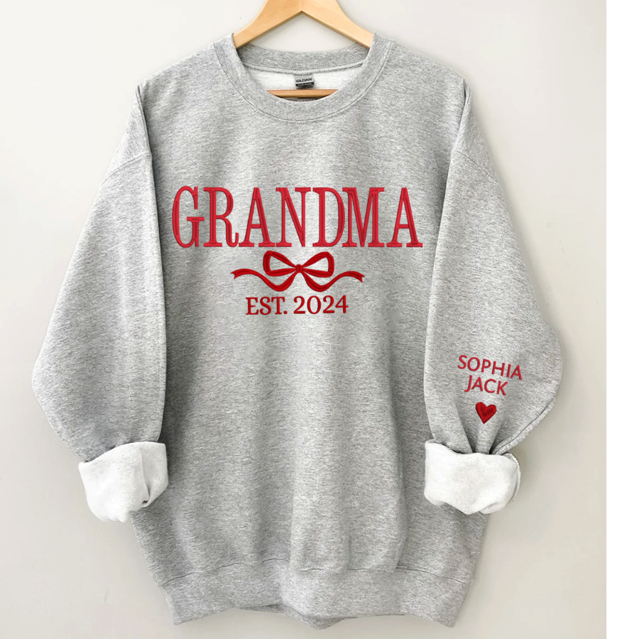 Lofaris Embroidered Custom Grandma Mama Est Sweatshirt