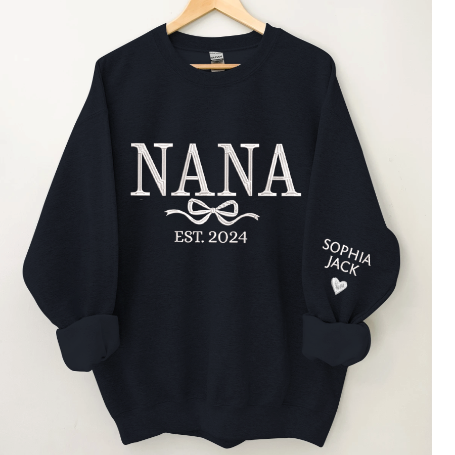 Lofaris Embroidered Custom Grandma Mama Est Sweatshirt