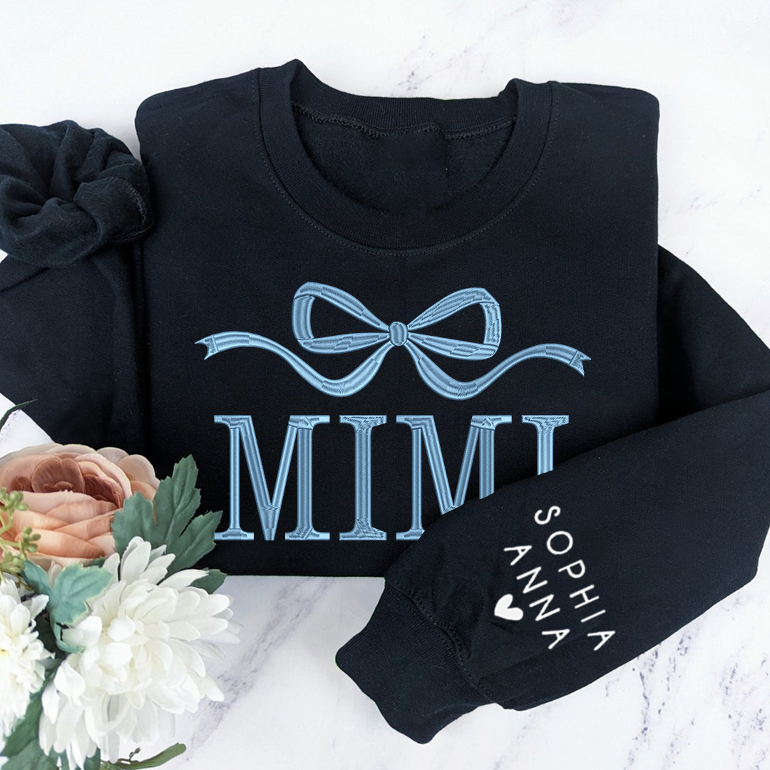 Lofaris Embroidered Custom Name Mimi Nana Mama Sweatshirt