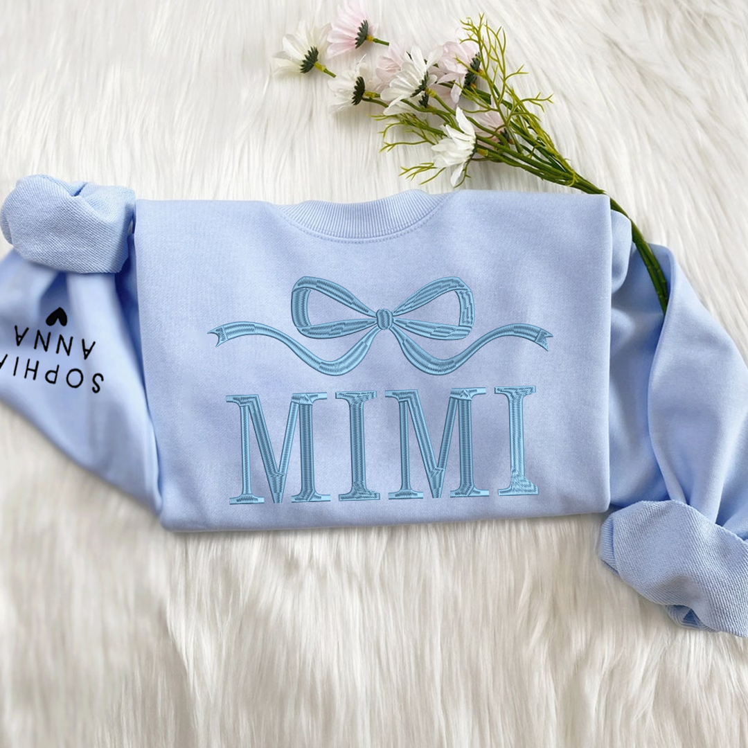 Lofaris Embroidered Custom Name Mimi Nana Mama Sweatshirt