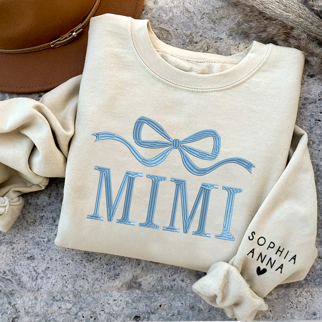 Lofaris Embroidered Custom Name Mimi Nana Mama Sweatshirt