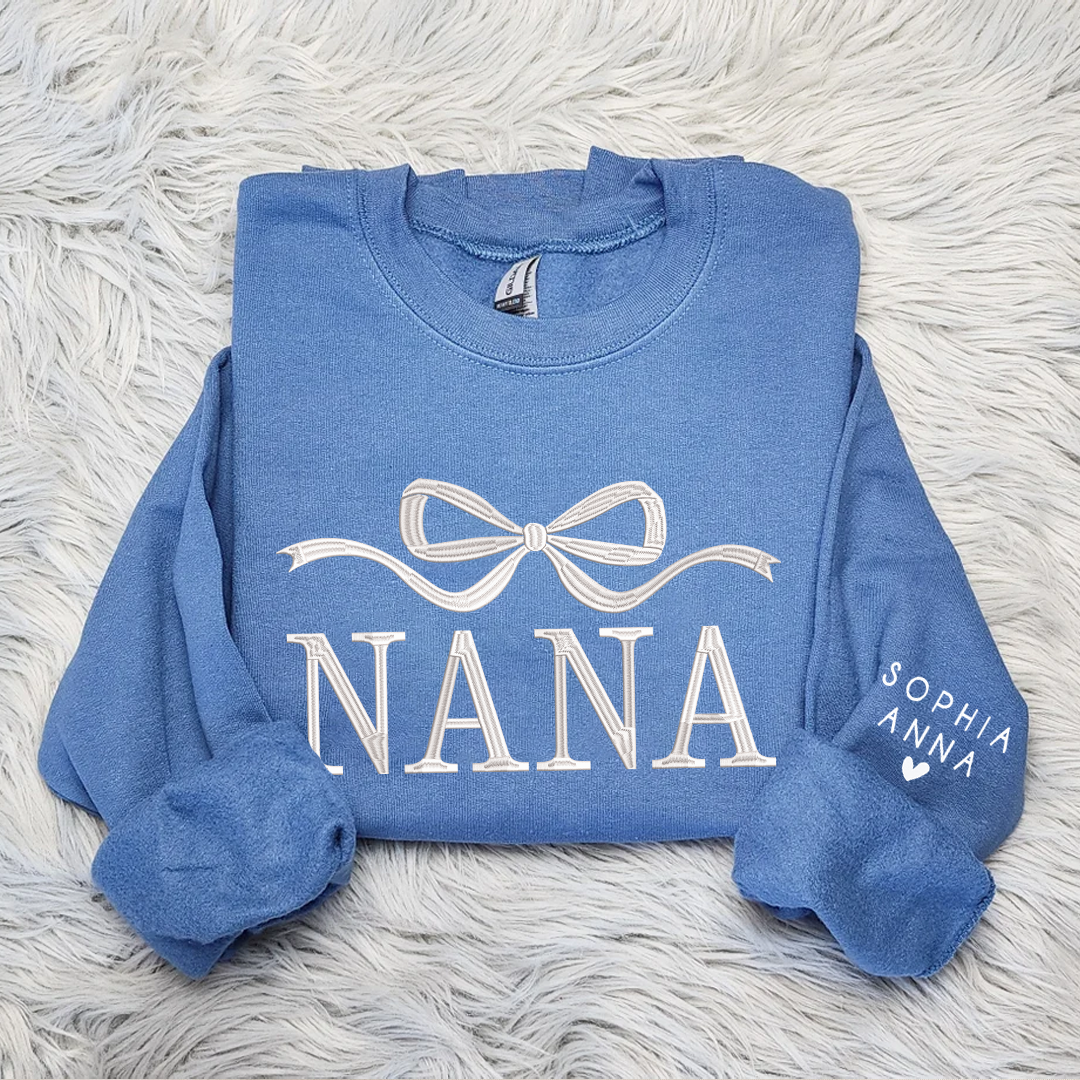 Lofaris Embroidered Custom Name Mimi Nana Mama Sweatshirt