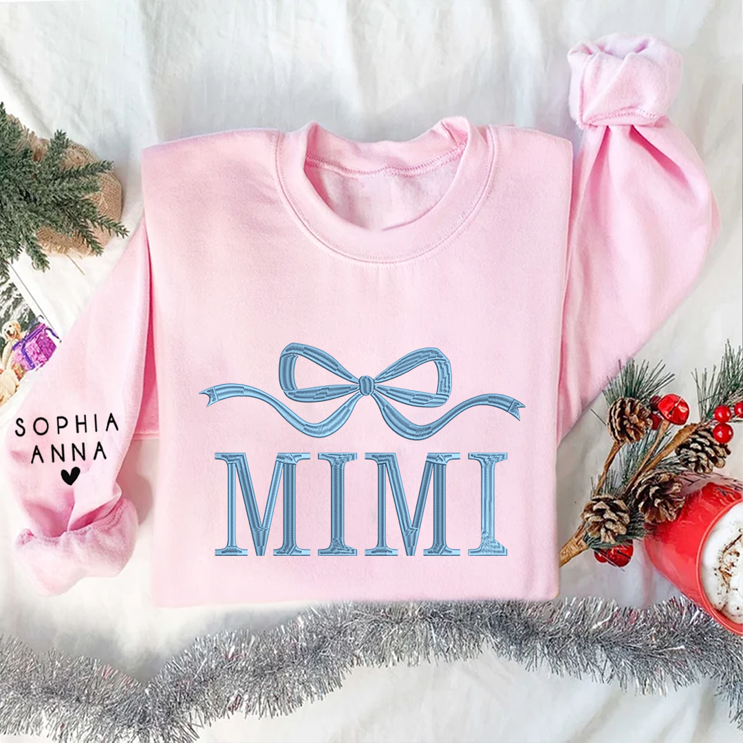 Lofaris Embroidered Custom Name Mimi Nana Mama Sweatshirt