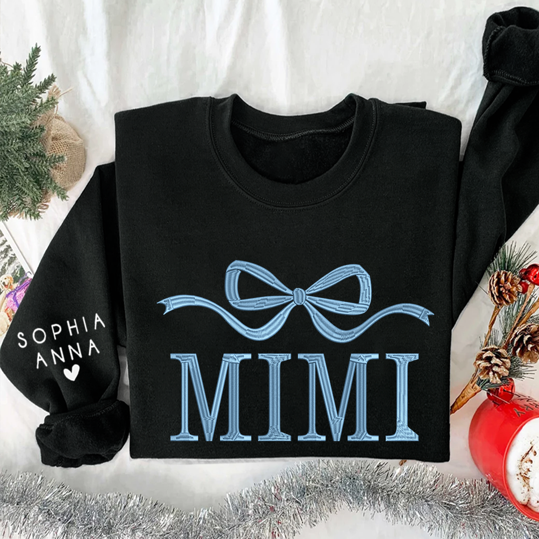 Lofaris Embroidered Custom Name Mimi Nana Mama Sweatshirt
