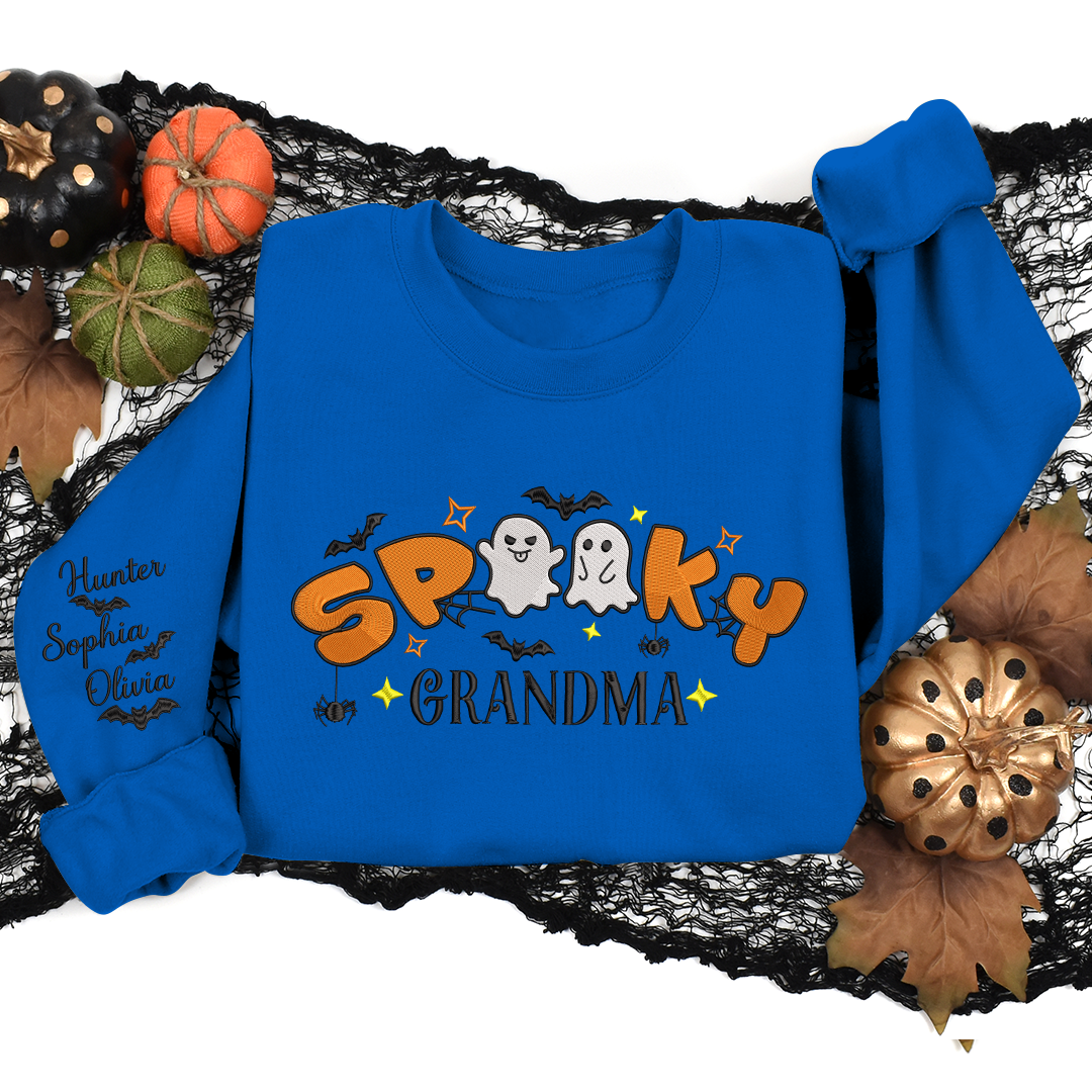 Lofaris Embroidered Cute Spooky Grandma Custom Sweatshirt