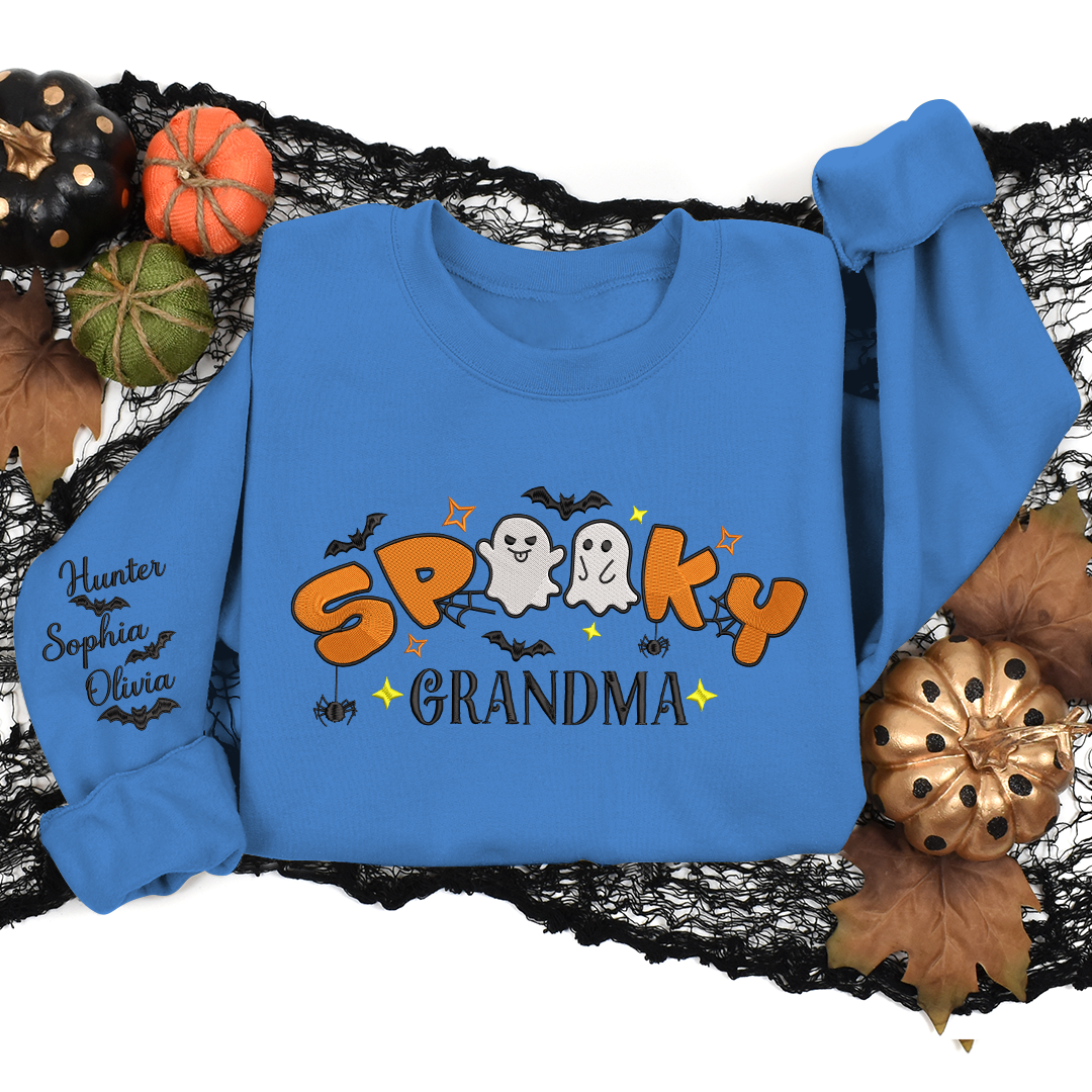 Lofaris Embroidered Cute Spooky Grandma Custom Sweatshirt