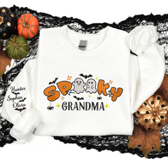 Lofaris Embroidered Cute Spooky Grandma Custom Sweatshirt