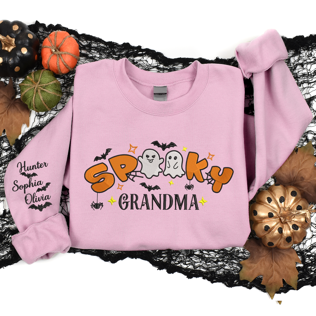 Lofaris Embroidered Cute Spooky Grandma Custom Sweatshirt