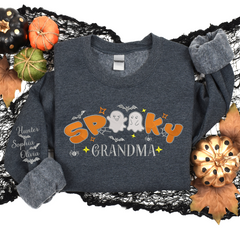 Lofaris Embroidered Cute Spooky Grandma Custom Sweatshirt