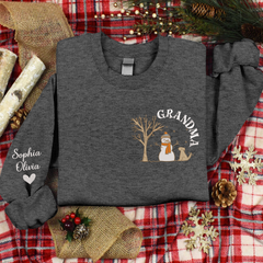 Lofaris Custom Embroidered Snowman Grandma Gift Sweatshirt