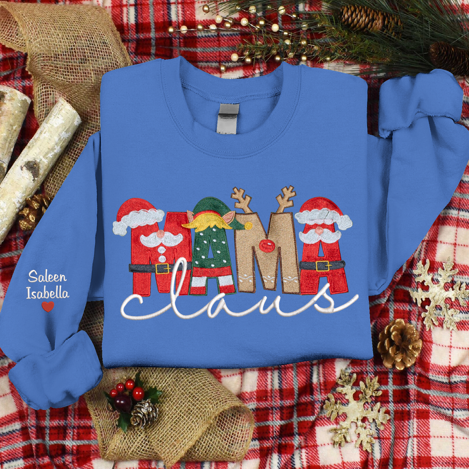 Lofaris Embroidery Mama Claus Christma Custom Sweatshirt